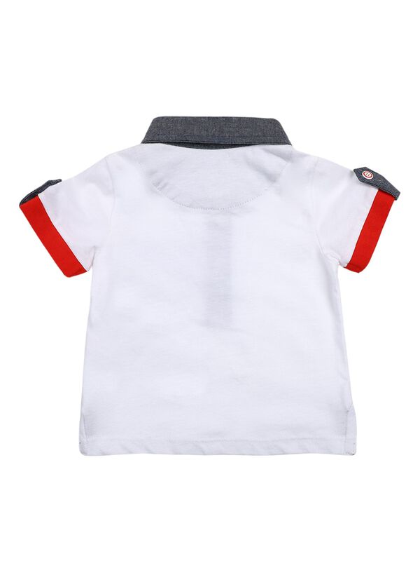 Boys Medium Light Blue Printed Polo with Short Pants image number 1